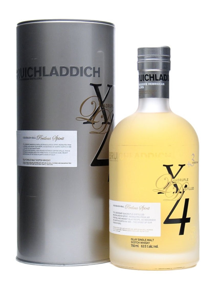 Bruichladdich X4+1 Quadrupled whisky (92 proc. alkoholu). To najmocniejsza na świecie whisky. Dzięki wyjątkowo precyzyjnemu procesowi destylacji jest niewiarygodnie czysta i mocna.