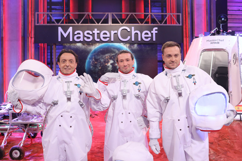 Michel Moran, Mateusz Zielonka i Mateusz Gessler na planie "MasterChef Junior"