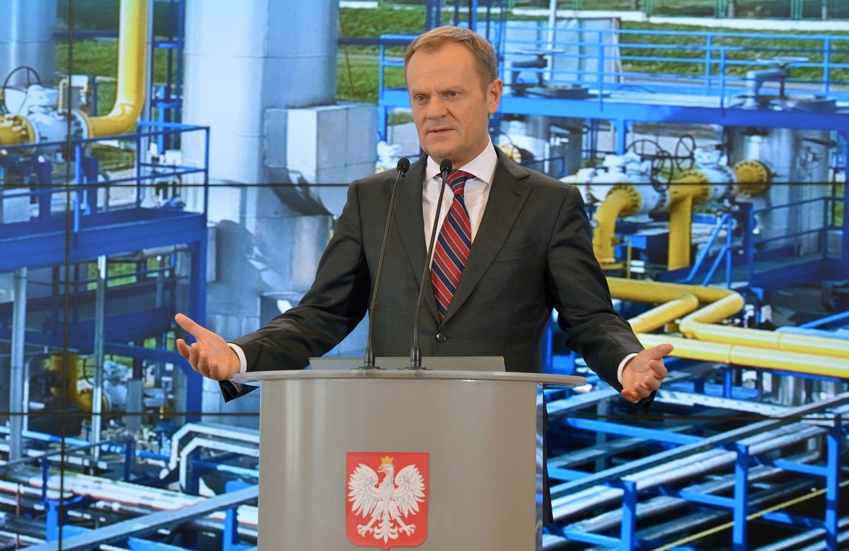Premier Donald Tusk podczas konferencji prasowej po posiedzeniu rządu, 11 bm. (mr) PAP/Radek Pietruszka