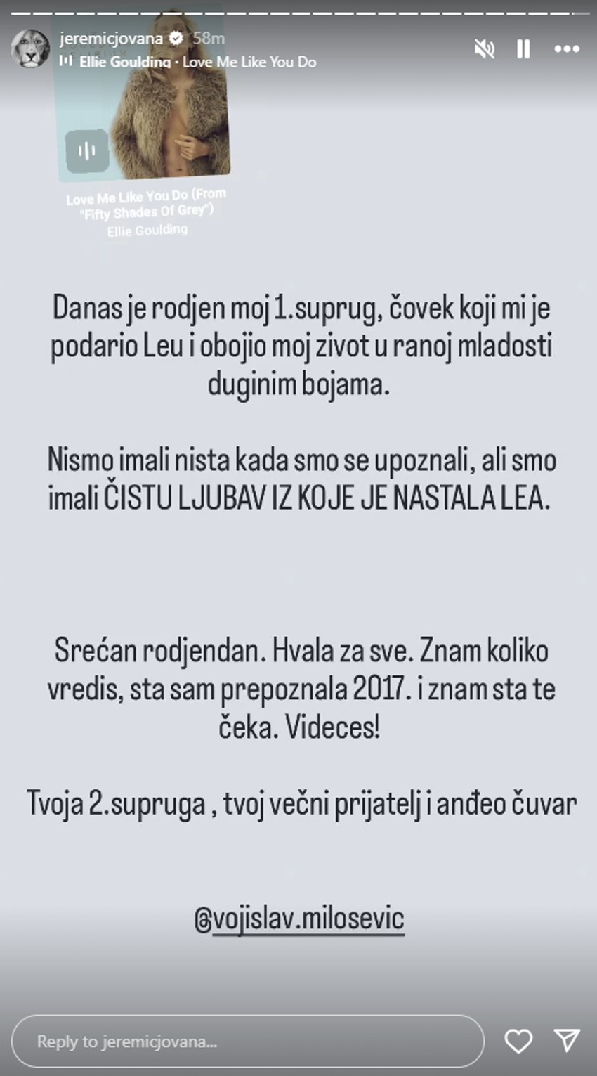 Objava Jovane Jeremić