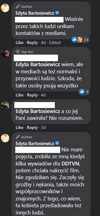 Dyskusja Edyty Bartosiewicz na temat stalkerki