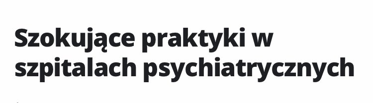 Nagłówki o szpitalach psychiatrycznych. 