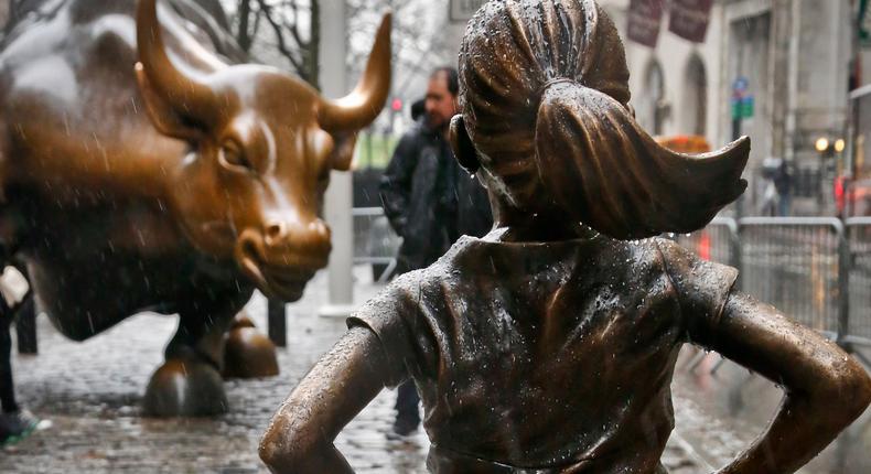 Stock investors are looking as fearless as the girl in this famous statue.