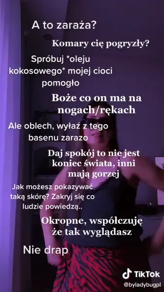 Osoby z łuszczycą słyszą, że &quot;zarażają&quot;. To nieprawda / TikTok @byladybugpl