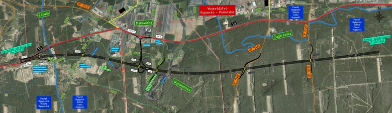 Przebieg drogi ekspresowej S10 Bydgoszcz Park Przemysłowy - Solec Kujawski