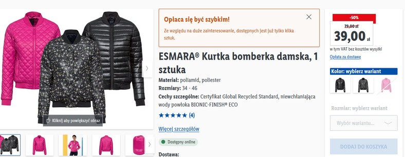 Lidl Esmara kurtka bomberka damska