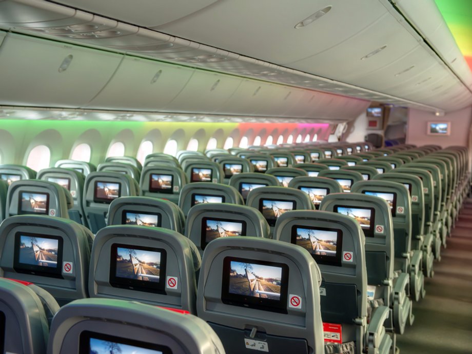 A Norwegian Boeing 787 Dreamliner interior.