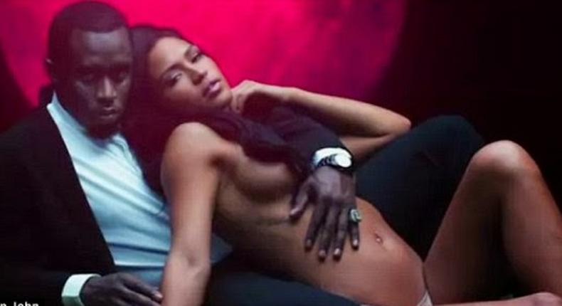 Diddy and a naked Cassie on the set of 3AM fragrance ad