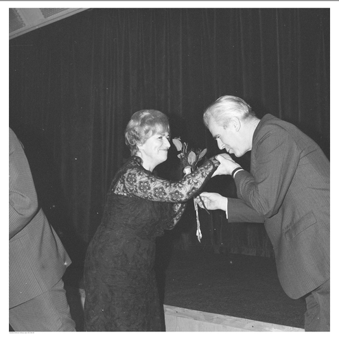 Obchody Dnia Kobiet zorganizowane przez Warszawski Komitet Zjednoczonego Stronnictwa Ludowego w gmachu Naczelnego Komitetu Zjednoczonego Stronnictwa Ludowego, 1970 rok.