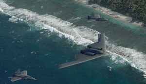 Bombarder B-2 u pratnji dva aviona F-22 