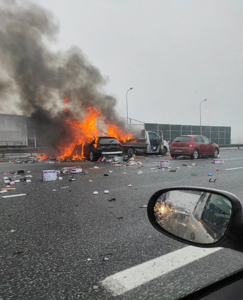 Wypadek na autostradzie A4.