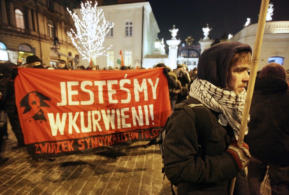 Protest przeciwko ACTA przed Pałacem Prezydenckim