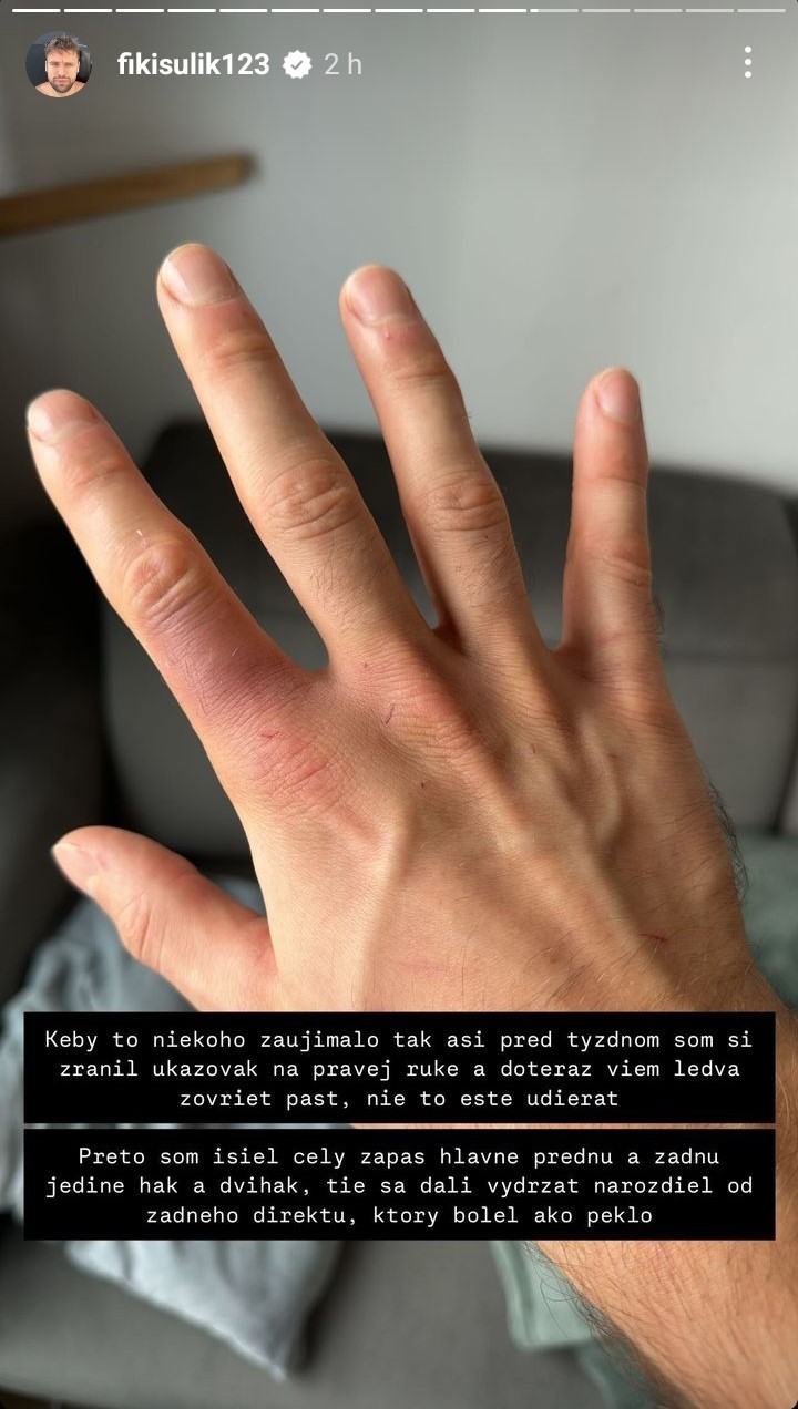 Filip Sulík sa pred zápasom nepríjemne zranil.