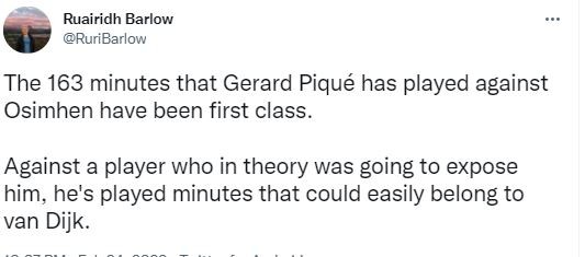 Osimhen y Piqué chocaron con el Barcelona aplastando al Napoli