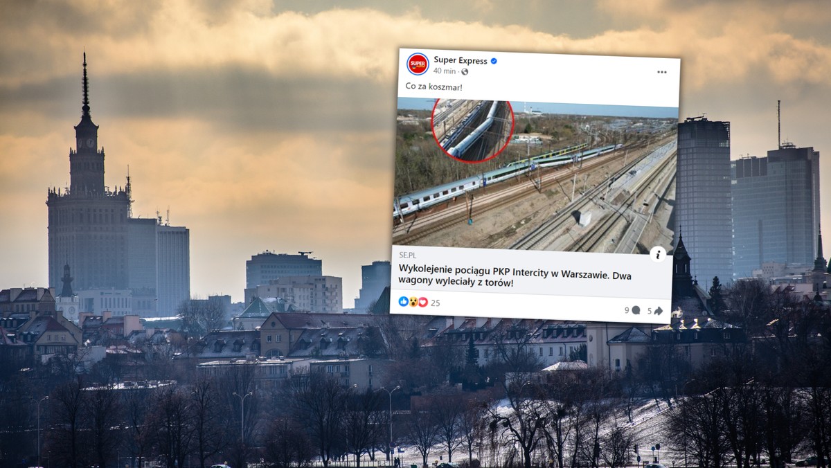 Wykoleiły się dwa wagony pociągu PKP Intercity. Utrudnienia w Warszawie