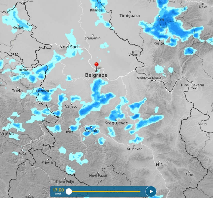 Kretanje nevremena u 17h