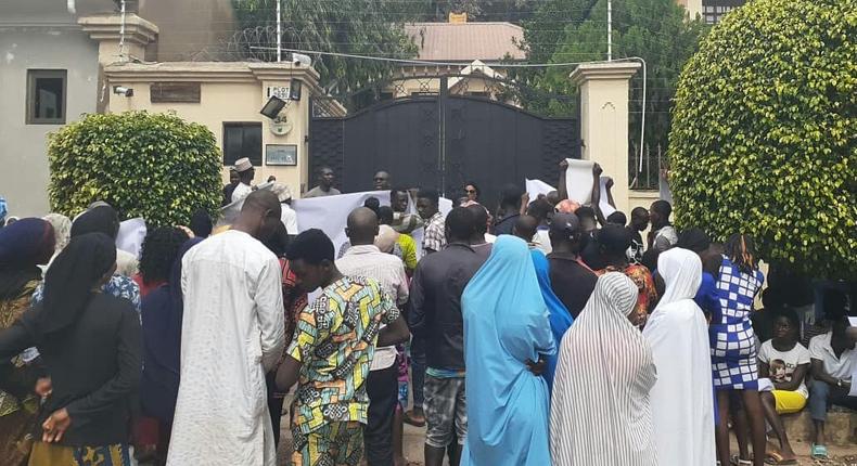 Protesters at the Amnesty International office in Abuja [Premium Times]