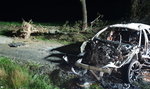 Samochód wyrwał drzewo z korzeniami i stanął w ogniu. Horror koło Gorlic