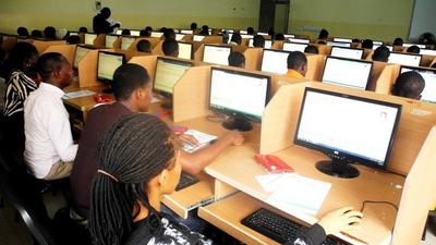 Candidates writing UTME at a CBT centre (DailyPost)