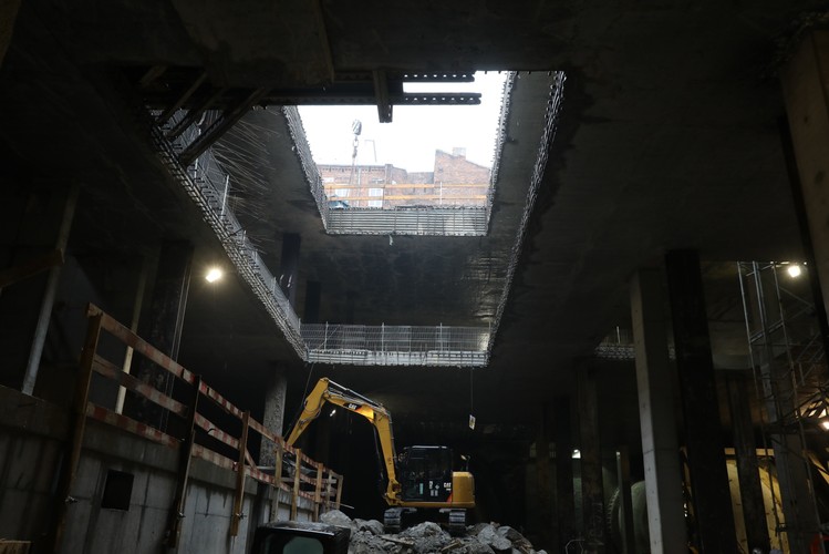 Budowa stacji Targówek II linii metra w Warszawie. (nlat) PAP/Rafał Guz