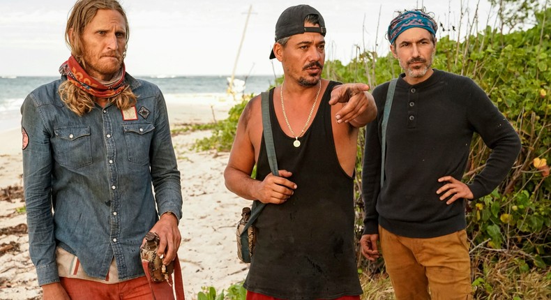 From left, Tyson Apostol, Boston Rob Mariano, and Ethan Zohn on Survivor: Winners at War.CBS Photo Archive/Getty Images