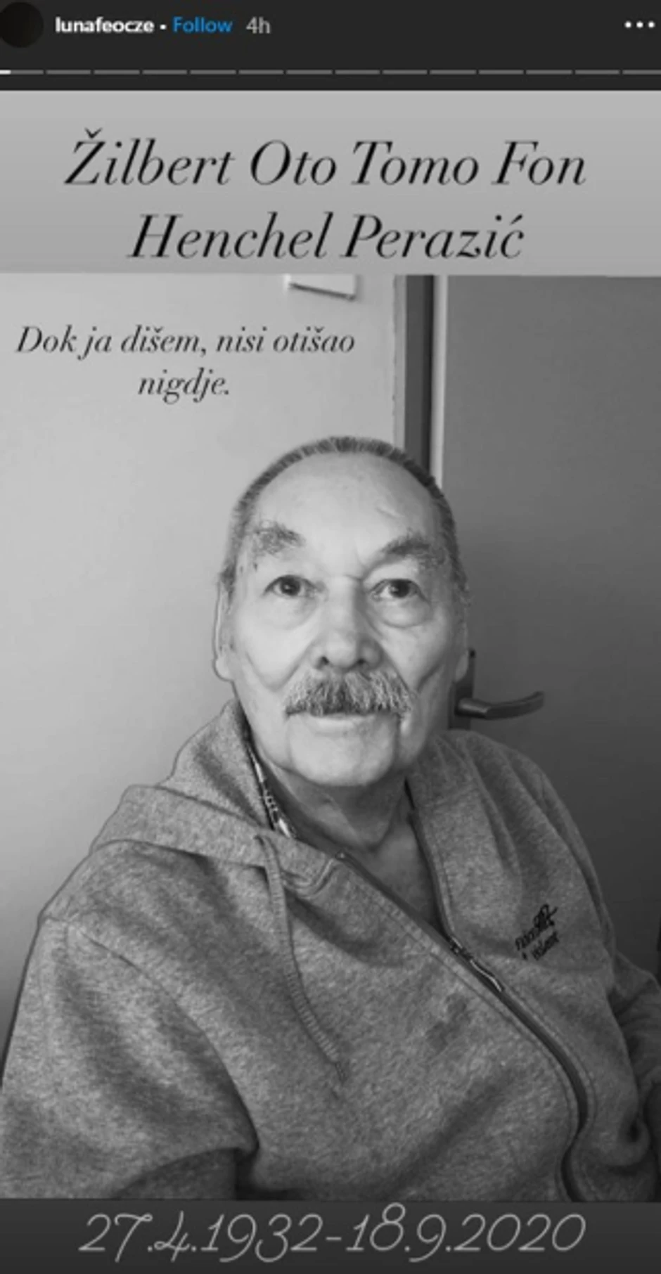 Ćerka Marine Perazić oprostila se od dede