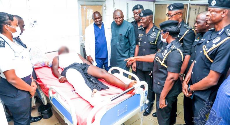 Ambrose Dery visits Cop shot during Police operation to arrest Caprice Robbers