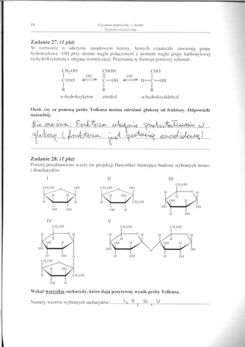 Matura z chemii - odpowiedzi do poziomu rozszerzonego