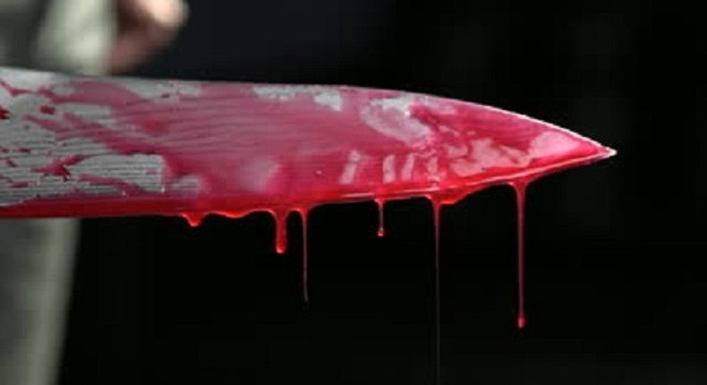 A deadly and bloodied knife