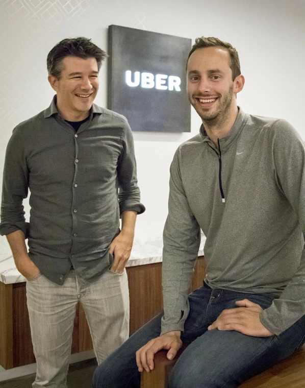 Travis Kalanick, współzałożyciel i były dyrektor generalny Ubera, i Anthony Levandowski