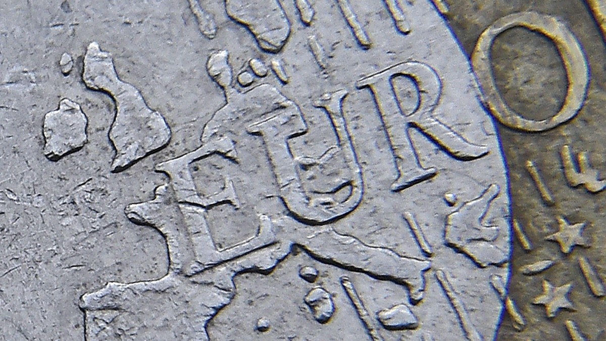 File photograph of detail of a European map, including Great Britain, on the face of a Euro coin 