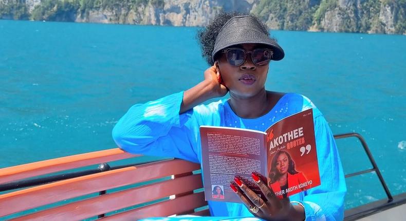 Akothee enjoying time along during a past vacation