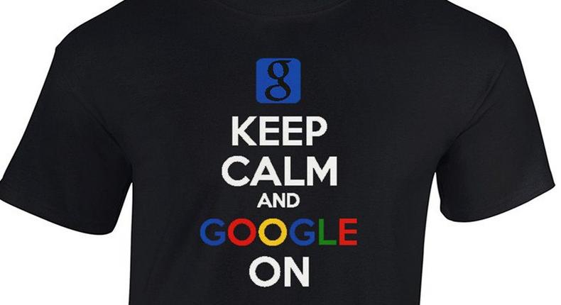 A 'Keep calm and google on' tee-shirt