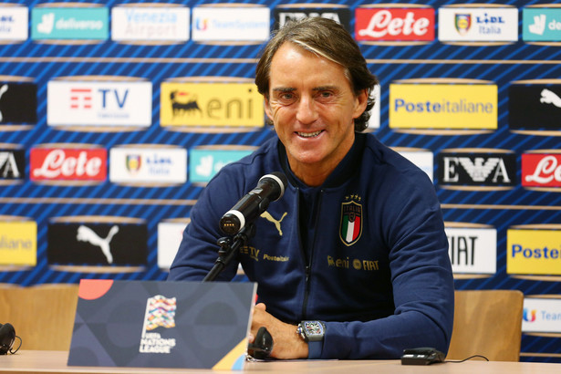 Konferencja prasowa Roberto Manciniego przed meczem z Polską w Gdańsku w październiku 2020 r.