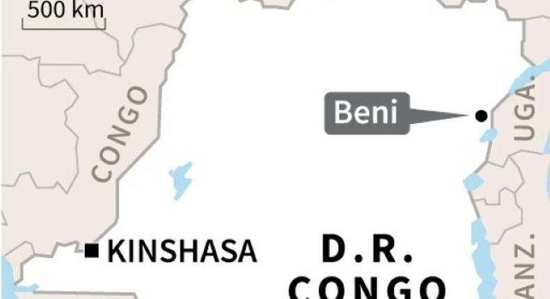 A map of Beni in DR Congo