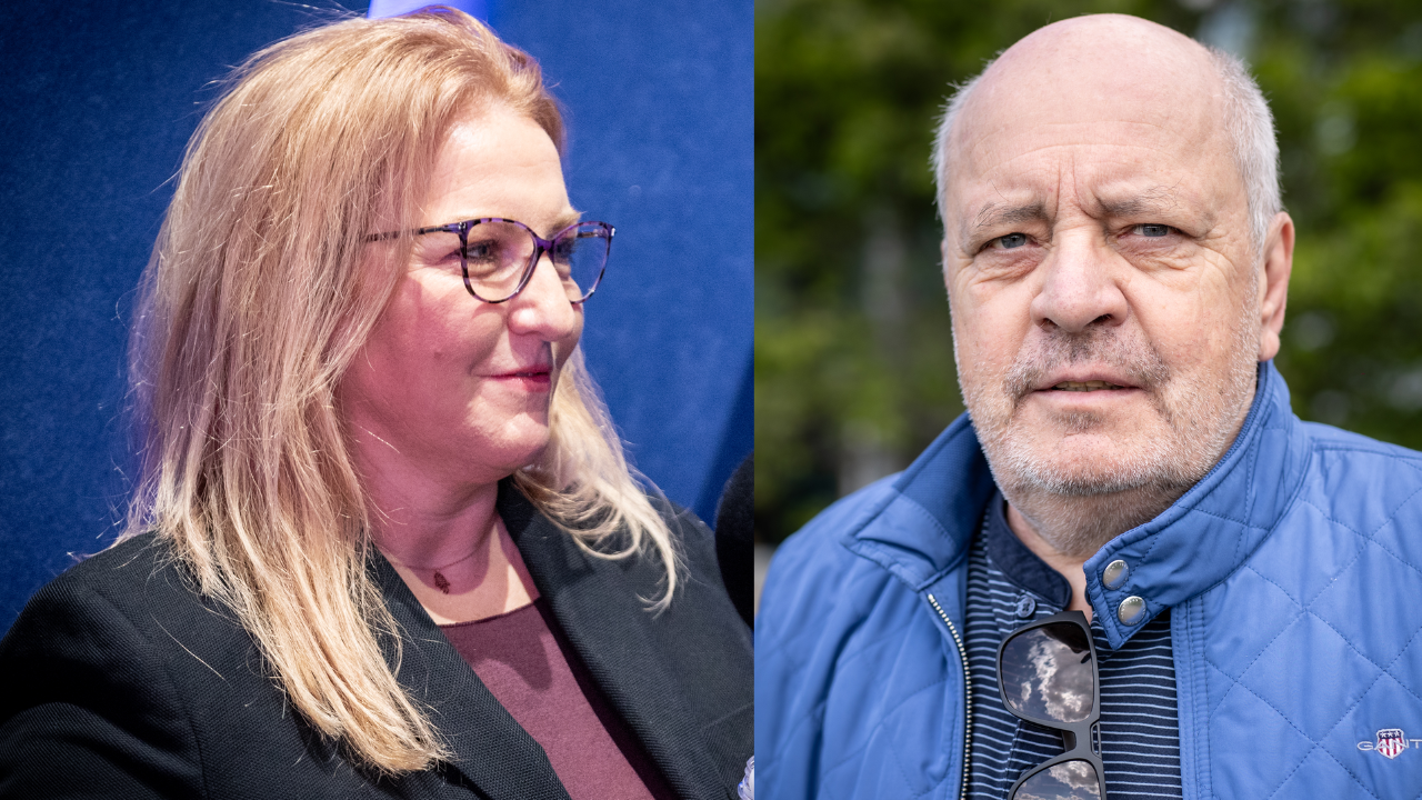 Generálna riaditeľka STVR Martina Flašíková a herec Matej Landl, ktorý svoj hlas prepožičiava Slovenskej televízii