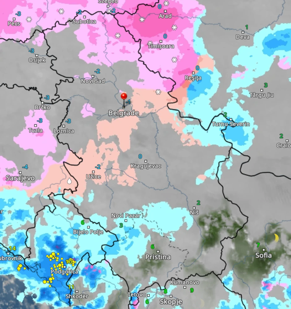 Vremenski rada danas u 19h