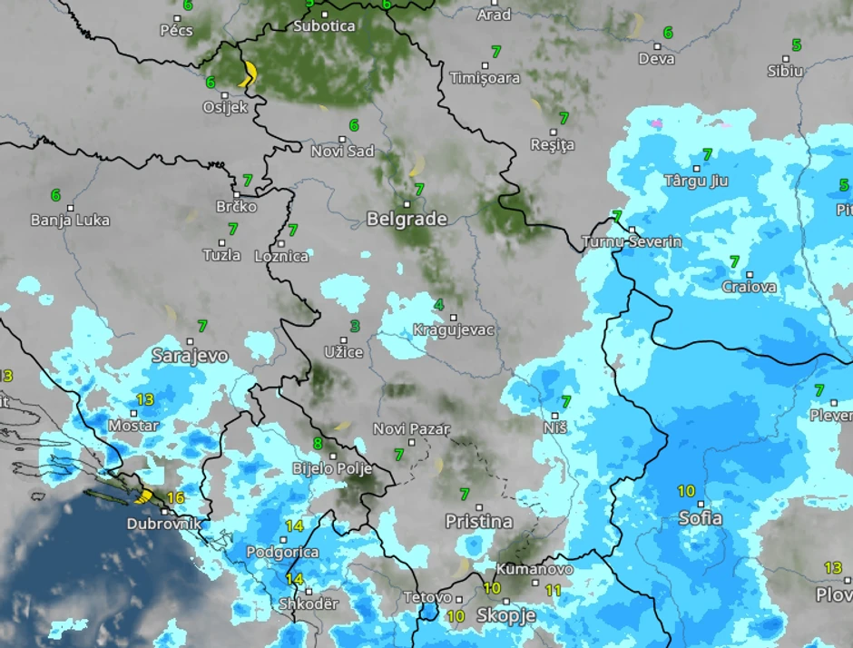 Kretanja padavina danas u 17 časova