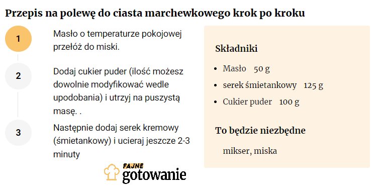 Przepis na polewę do ciasta marchewkowego