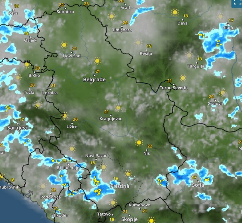 Pljuskovi danas u 18 sati