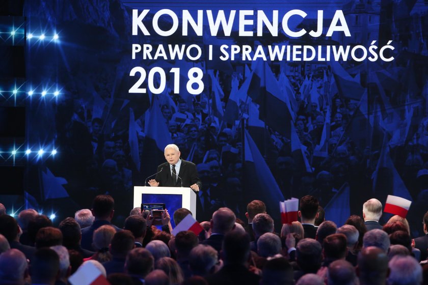 Jarosław Kaczyński podczas konwencji PiS