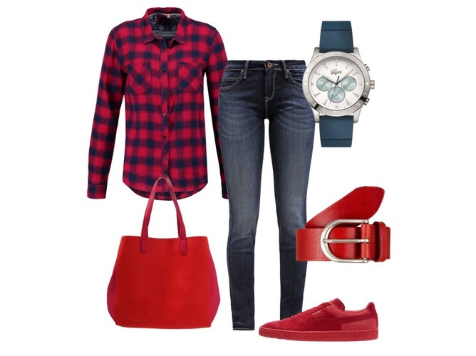 7.	Duet granat i czerwień – „casual Friday” w  pracy