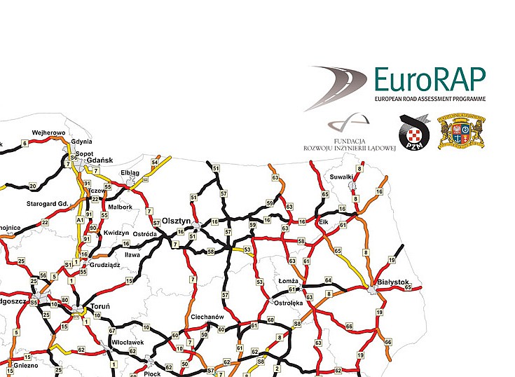 Mapa ryzyka indywidualnego - Polska północno-wschodnia/źródło EuroRAP