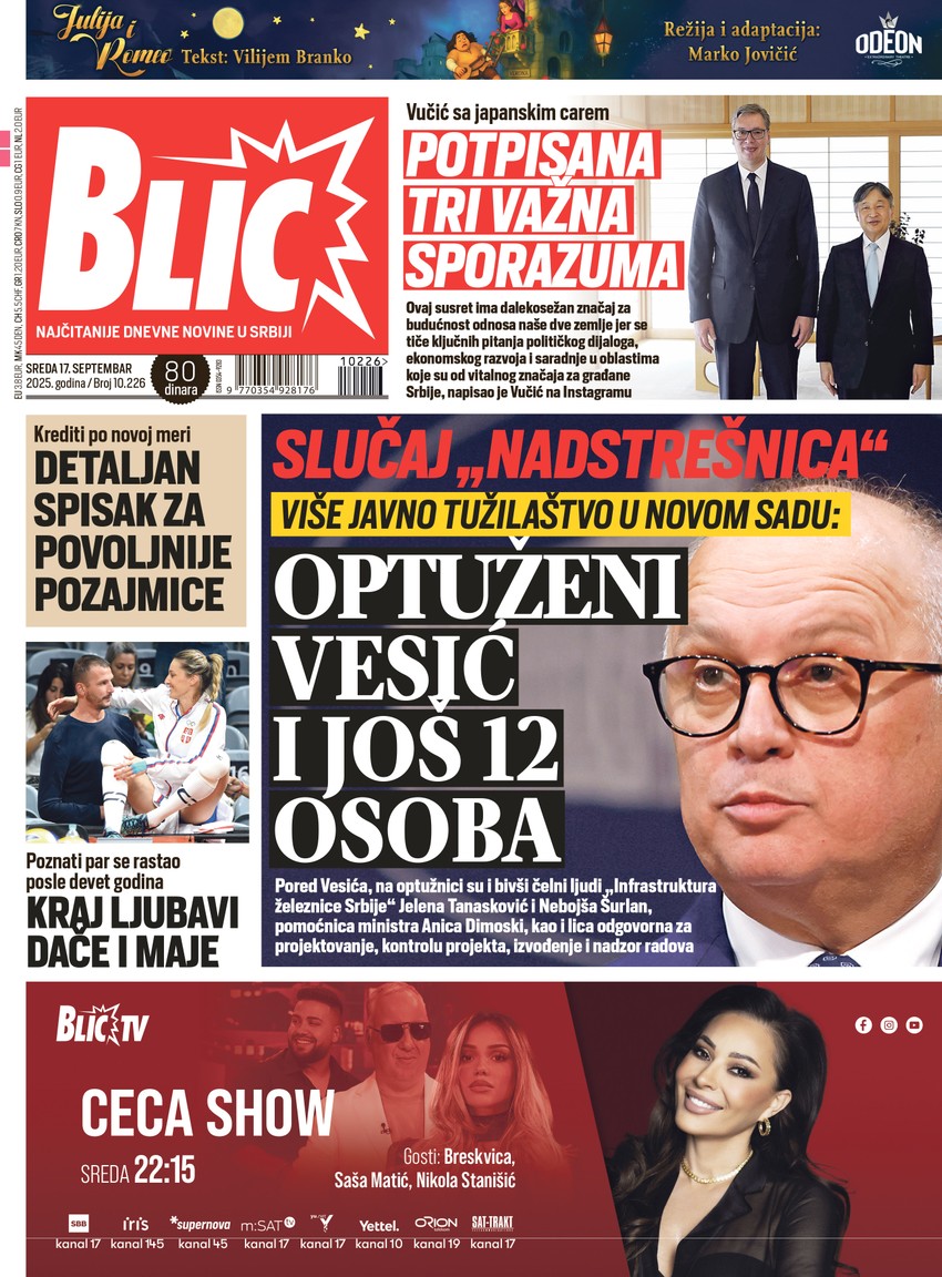Blic naslovna 17.09.2025.