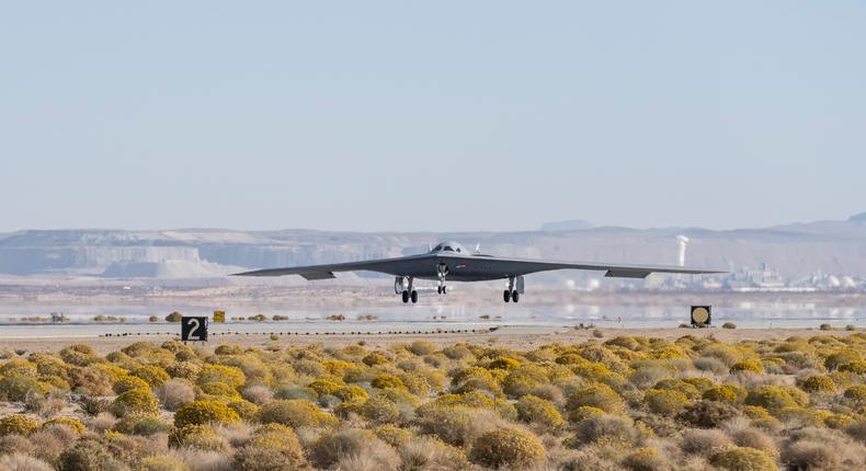 The video is the first footage released by the US Air Force of the B-21 stealth bomber in flight.US Air Force courtesy photo