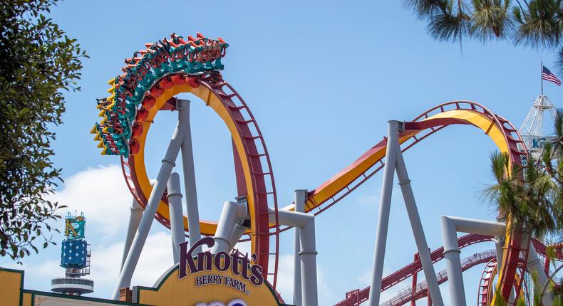 The Silver Bullet roller coaster.Allen J. Schaben / Los Angeles Times via Getty Images