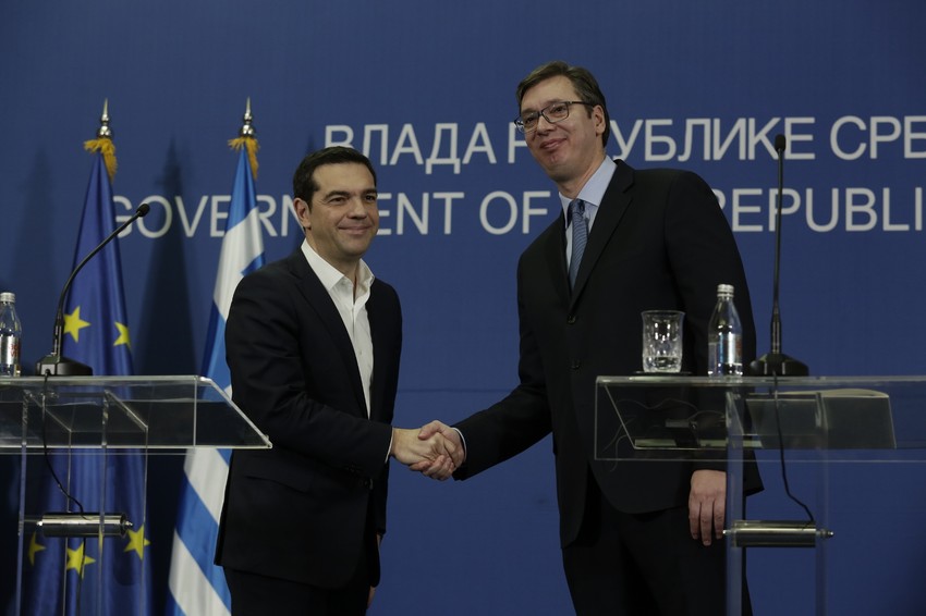 Cipras i Vučić na zajedničkoj pres konferenici u Palati Srbija