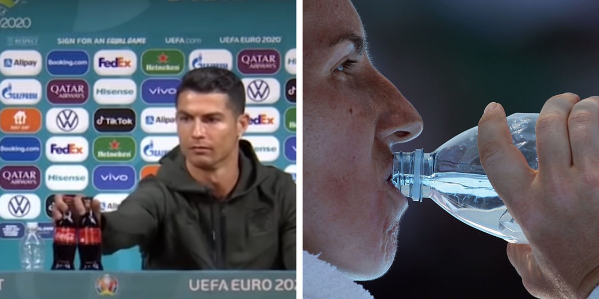 Cristiano Ronaldo zachęca do picia wody. Wywołując tym samym marketingową burzę.