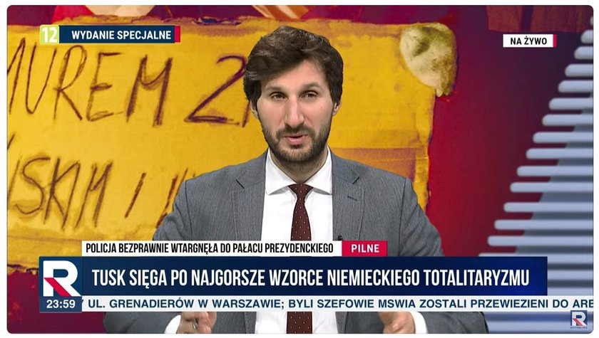 Propagandowe paski w TV Republika.