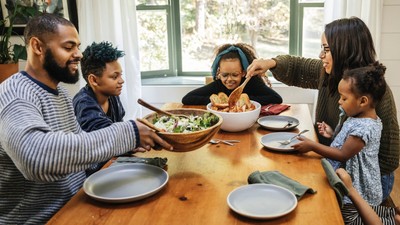 Gathering around the table can help foster healthy attitudes about food.The Good Brigade/Getty Images